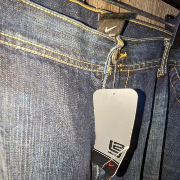 NEW NIKE LEBRON Men's Dark Wash Wide Leg Relaxed fit Denim Jeans Pant 44x36 Tall - Picture 4 of 4